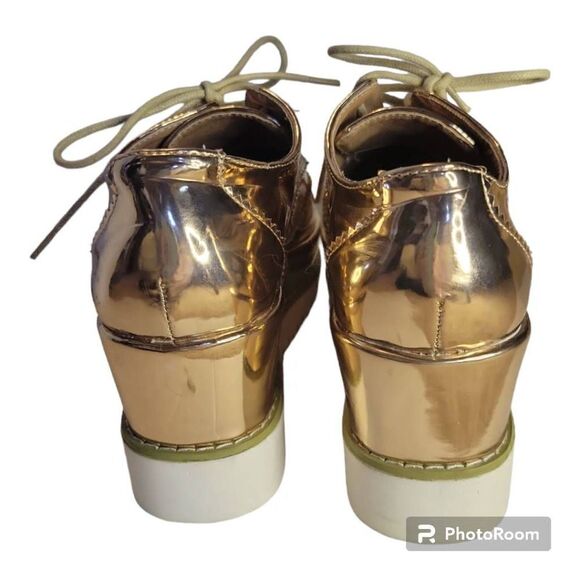 Asos Gold Blogger Metallic Gold Boat Platform Shoe US Women's Size 5.5 or UK Siz - Picture 4 of 12